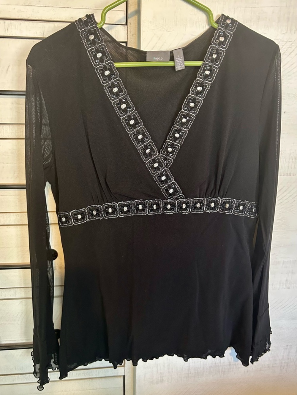 Apt. 9 Black Embellished V-Neck Top